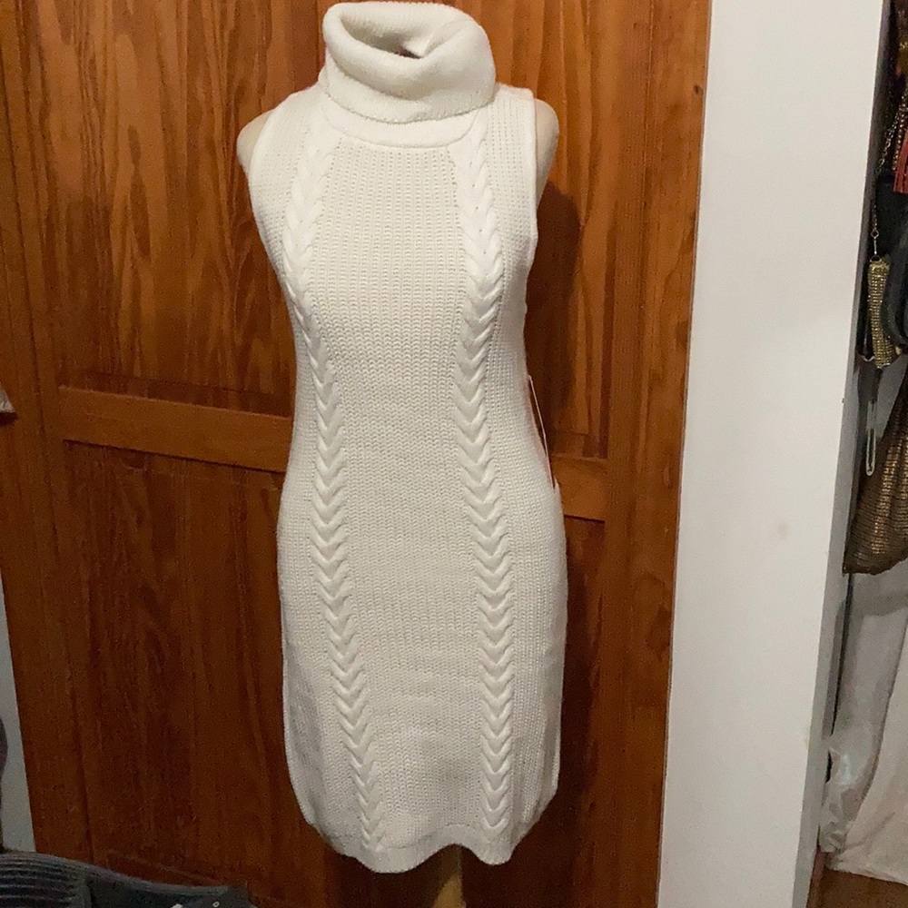 White sweater dress